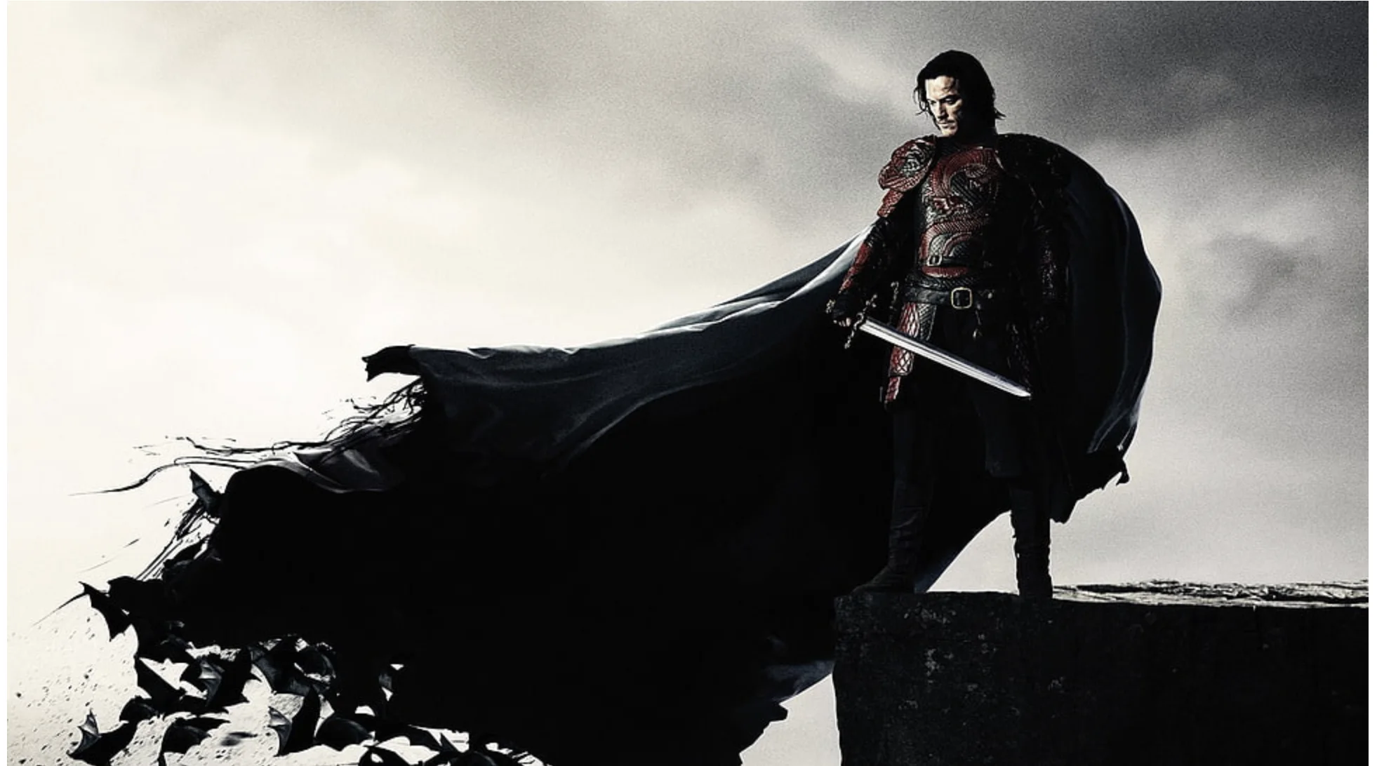 Dark Vampire Lord on Cliff Edge with Bat Swarm Cape