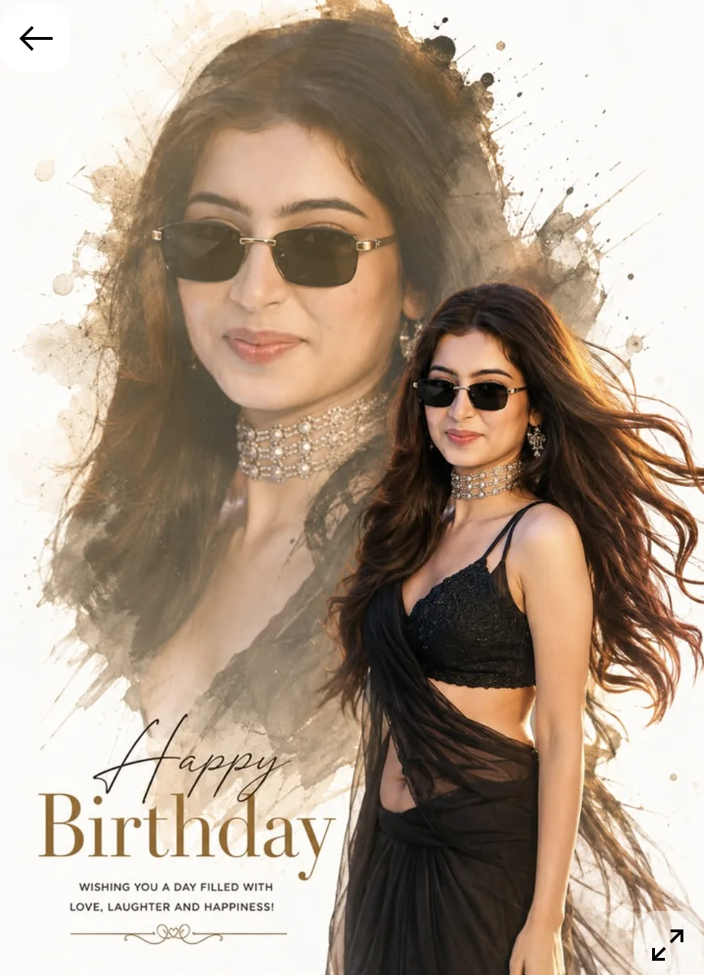 Dramatic Birthday Poster with Dual Portrait and Ink Splash Effect