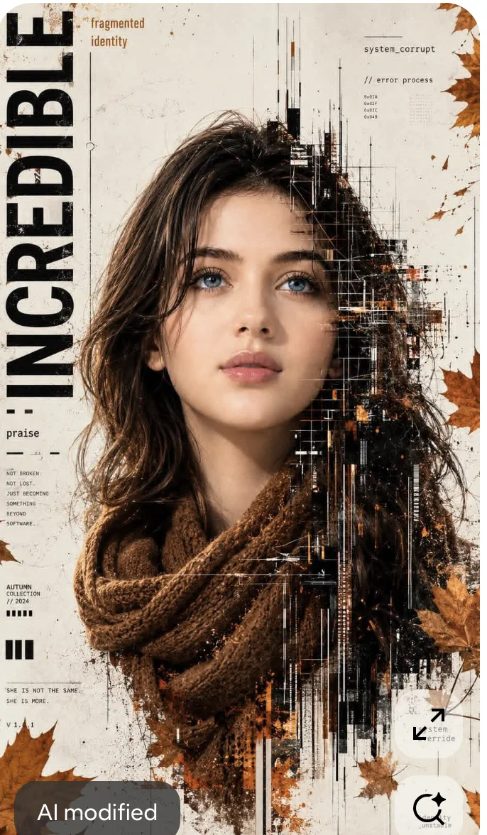 Fragmented Identity Autumn Magazine Cover Portrait