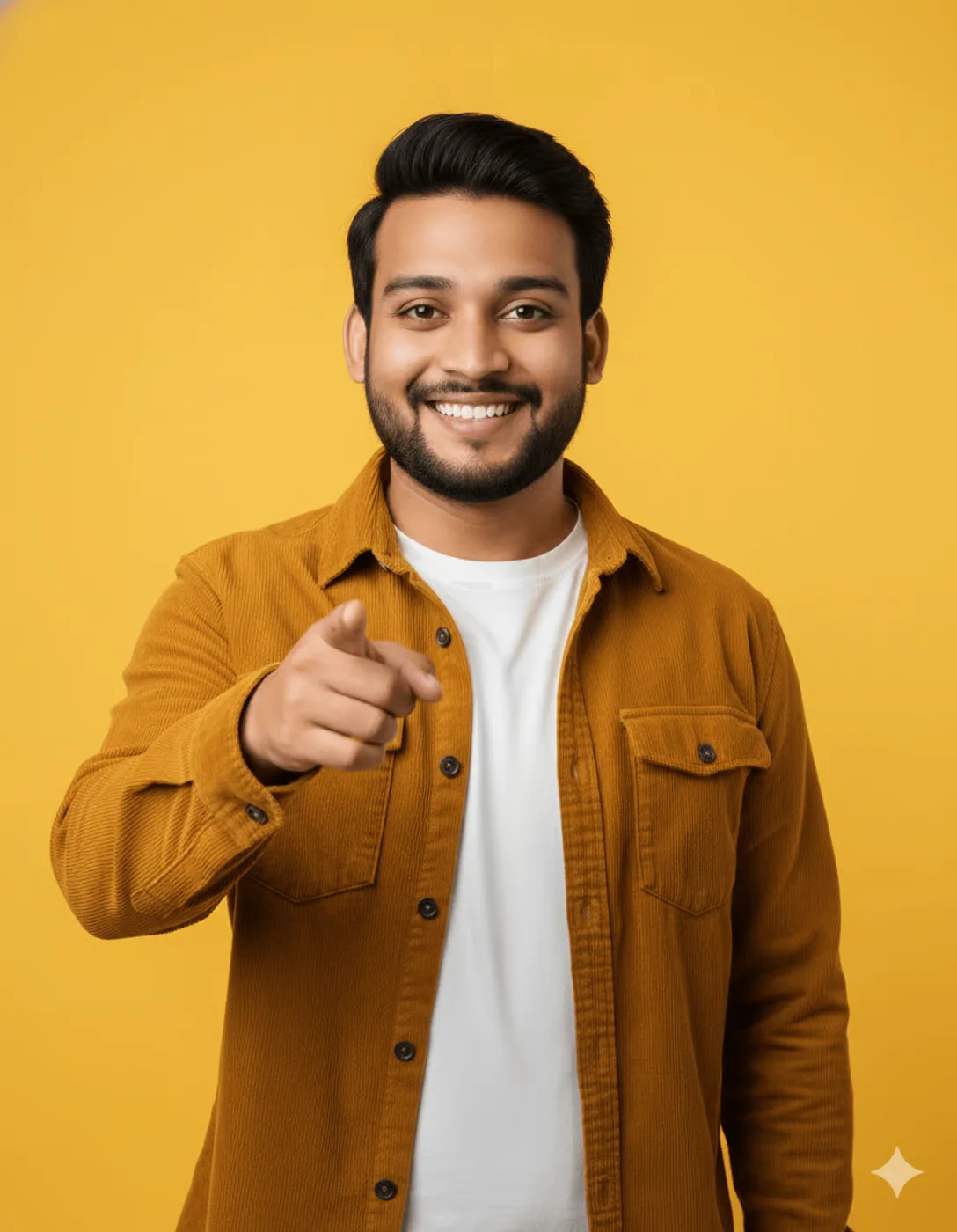 Men in yellow background
