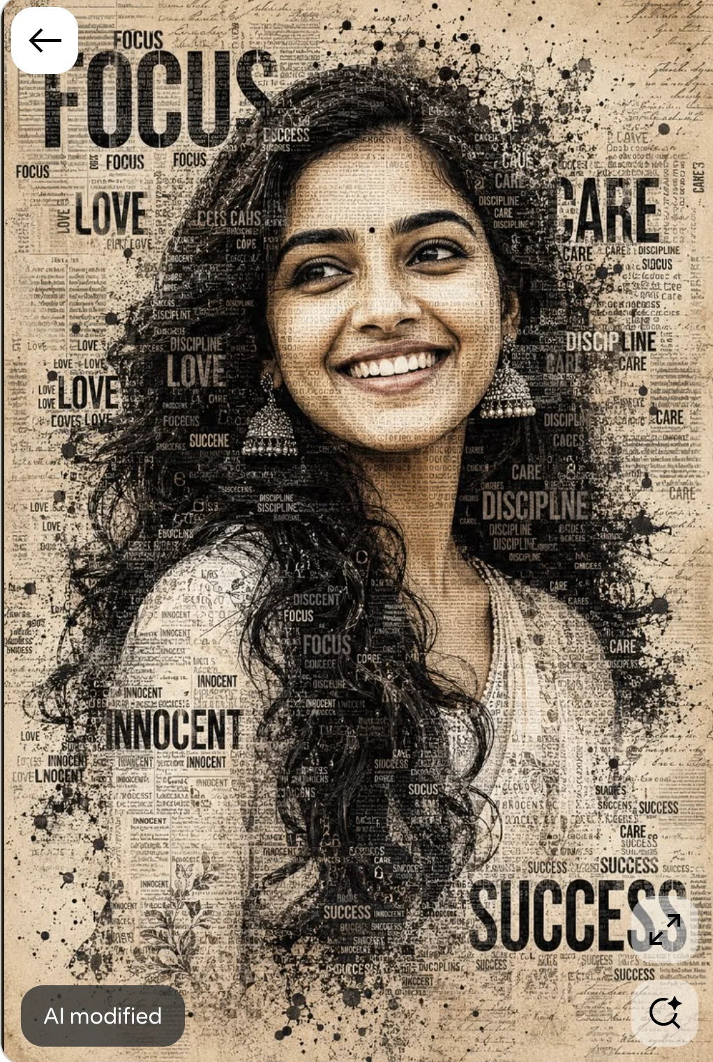 Newspaper Typography Portrait Collage with Motivational Words
