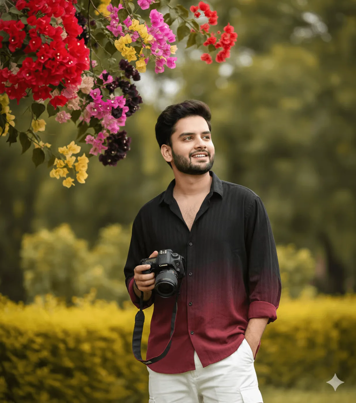 Young man with camera